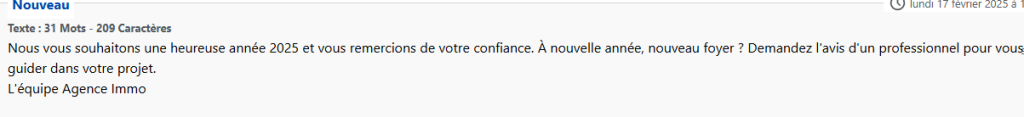 Zoom sur une génération sur Allready de vœux à envoyer aux clients.