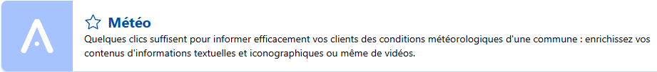 Capture de l'encart de présentation du modèle "Météo" disponible sur Allready.