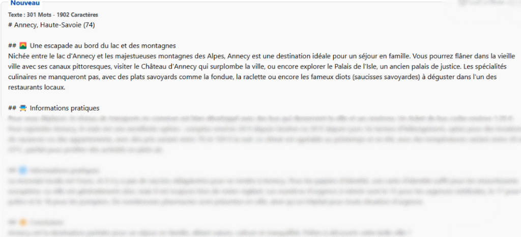 Zoom sur une génération d'idée de voyage sur Allready. Utilisée dans l'article sur l'IA dans le tourisme.