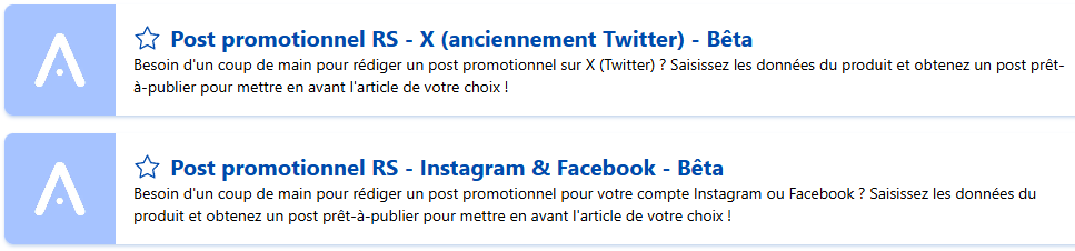 Capture de l'encart de présentation des modèles "Posts promotionnels RS" disponibles sur Allready.