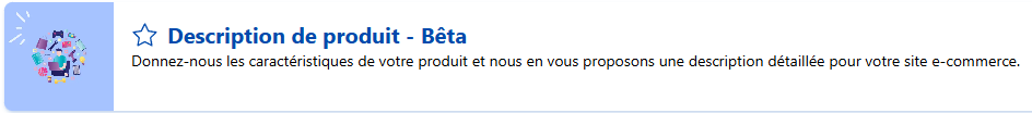 Capture de l'encart de présentation du modèle "Description de produit" disponible sur Allready. Utilisée dans un article IA e-commerce.