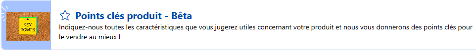 Capture de l'encart de présentation du modèle "Points clés produit" disponible sur Allready. Utilisée dans un article IA e-commerce.