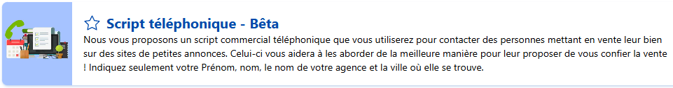 Capture de l'encart de présentation du modèle "Script téléphonique" disponible sur Allready.